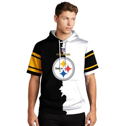 LIMITED EDITION - NEW CUSTOMIZED NFL14 PSB PITTSBURGH STEELERS SHORT SLEEVE HOODIE T-SHIRT