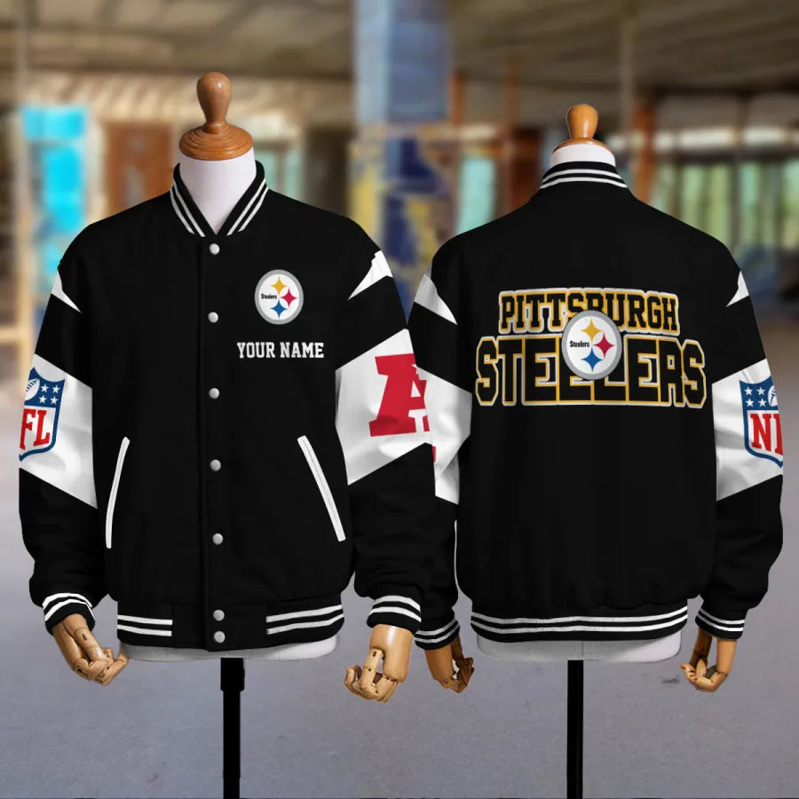 [HOT DEAL] NEW CUSTOMIZED NFL14 PSB PITTSBURGH STEELERS SATIN VARSITY & BASEBALL JACKET
