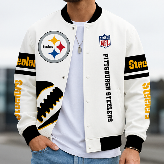 LIMITED EDITION - NEW CUSTOMIZED NFL14 PSB PITTSBURGH STEELERS BASEBALL JACKET