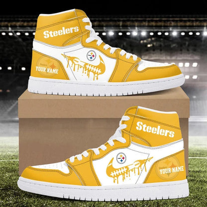 LIMITED EDITION - NEW CUSTOMIZED NFL14 PSB PITTSBURGH STEELERS AIR JORDAN SNEAKERS