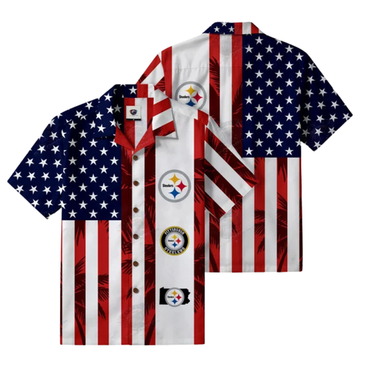LIMITED EDITION - NEW CUSTOMIZED NFL14 PSB PITTSBURGH STEELERS PATRIOTIC 250 USA HAWAIIAN SHIRT