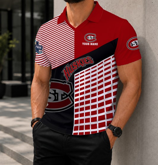 LIMITED EDITION - NEW CUSTOMIZED NCAA MFF14 SCH ST. CLOUD STATE HUSKIES POLO SHIRT