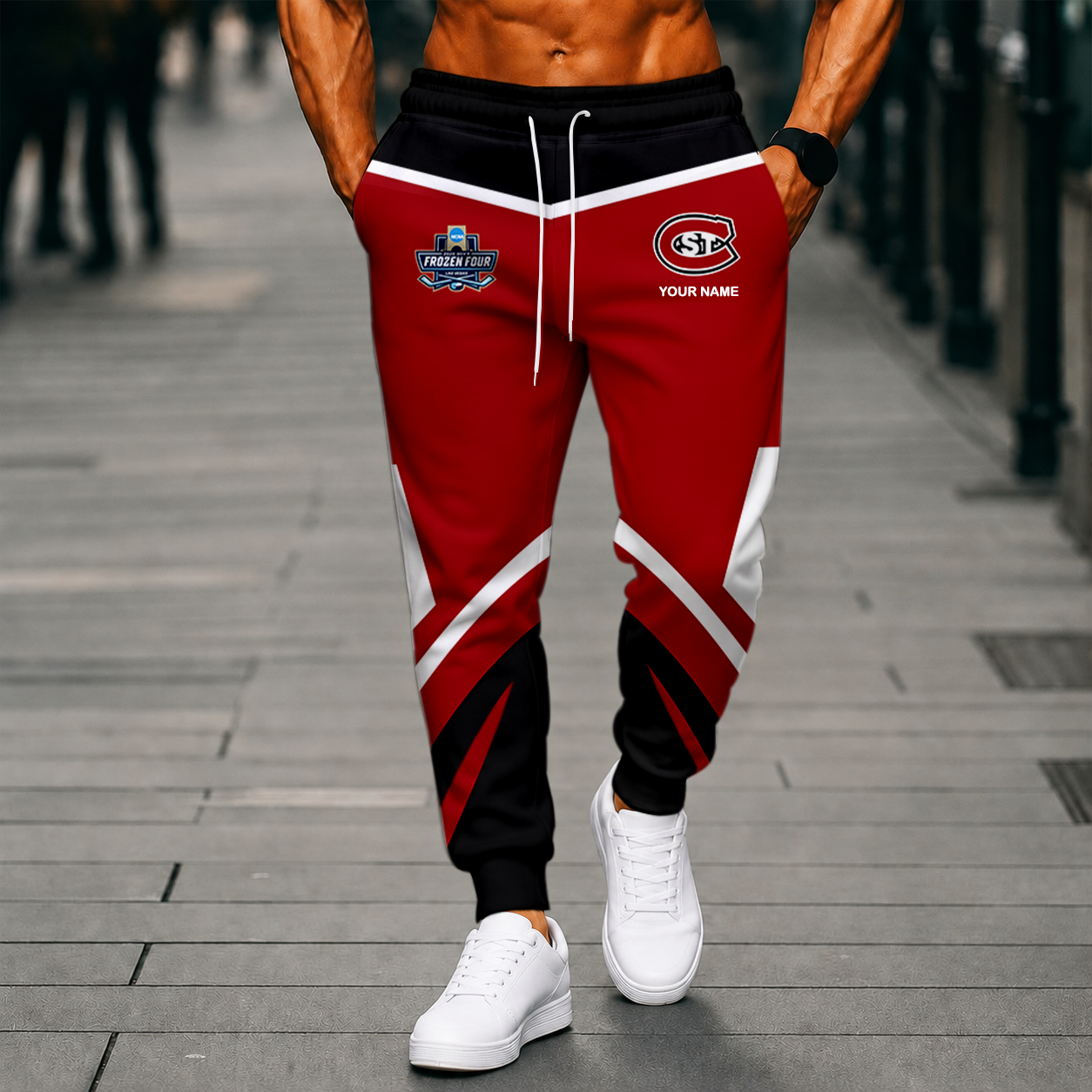 LIMITED EDITION - NEW CUSTOMIZED NCAA MFF14 SCH ST. CLOUD STATE HUSKIES SWEATPANTS