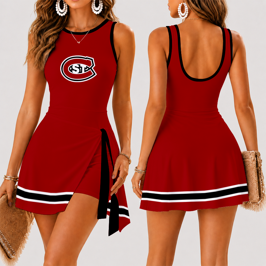 [FAN FAVORITE] NEW CUSTOMIZED NCAA MFF14 SCH ST. CLOUD STATE HUSKIES WOMEN'S SUMMER SKORT DRESS