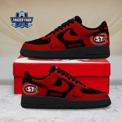 LIMITED EDITION - NEW CUSTOMIZED NCAA MFF14 SCH ST. CLOUD STATE HUSKIES AF1 SHOES