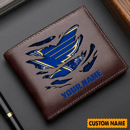 LIMITED EDITION - NEW CUSTOMIZED NHL14 SLB ST. LOUIS BLUES LEATHER WALLET