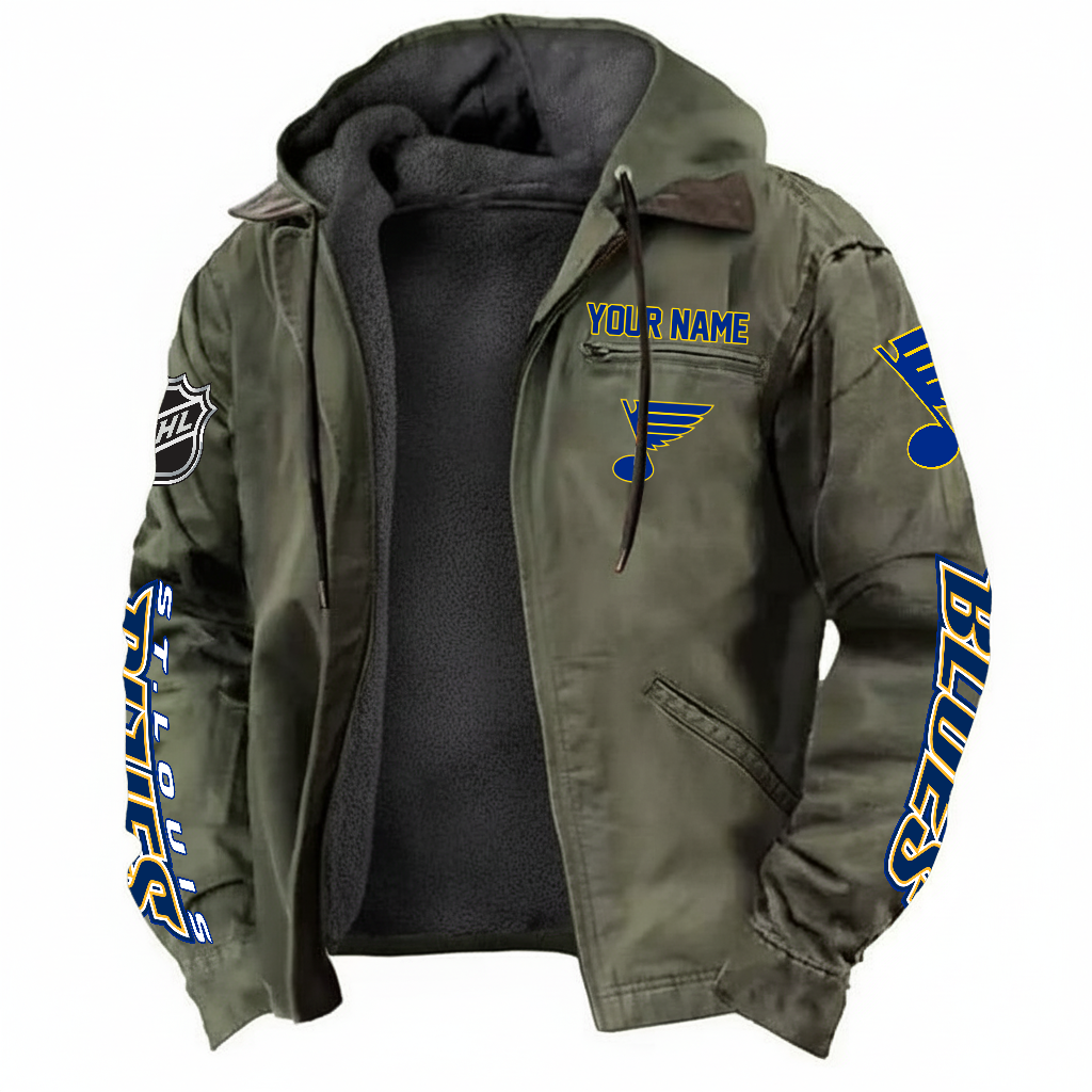 LIMITED EDITION - NEW CUSTOMIZED NHL14 SLB ST. LOUIS BLUES HOODED CARDIGAN JACKET
