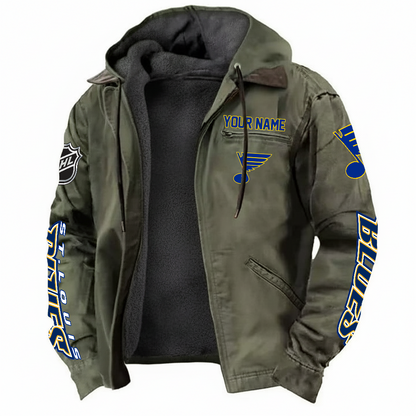 LIMITED EDITION - NEW CUSTOMIZED NHL14 SLB ST. LOUIS BLUES HOODED CARDIGAN JACKET