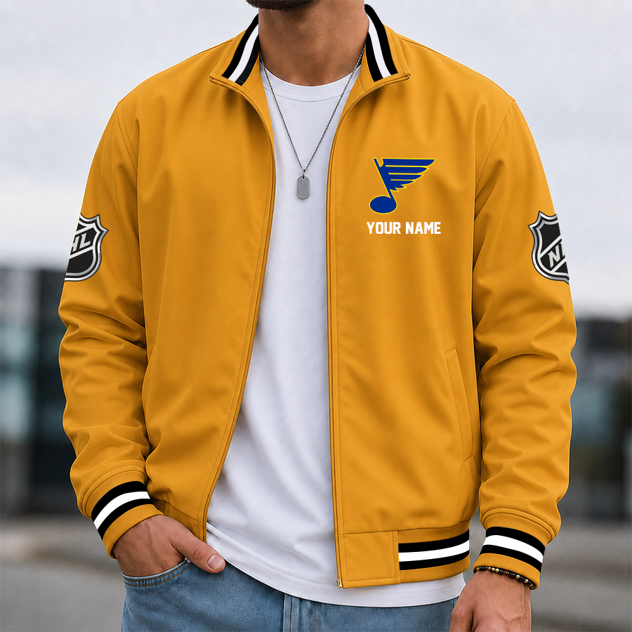 [SUPER SALE] NEW CUSTOMIZED NHL14 SLB ST. LOUIS BLUES MULTICOLOR MEN'S CASUAL JACKET