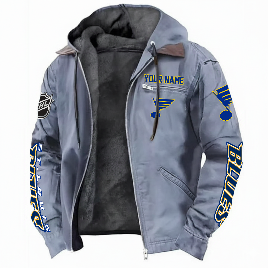 LIMITED EDITION - NEW CUSTOMIZED NHL14 SLB ST. LOUIS BLUES HOODED CARDIGAN JACKET