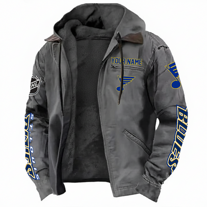LIMITED EDITION - NEW CUSTOMIZED NHL14 SLB ST. LOUIS BLUES HOODED CARDIGAN JACKET