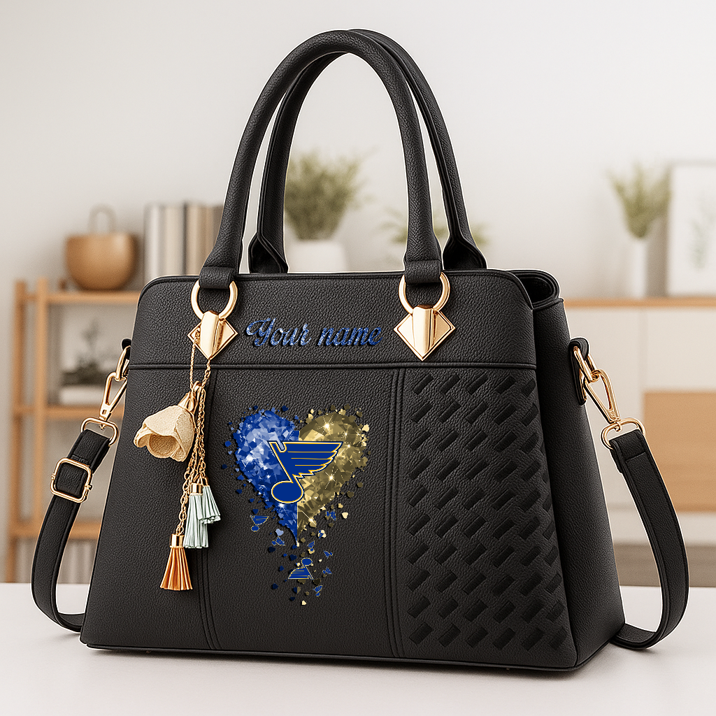 LIMITED EDITION - NEW CUSTOMIZED NHL14 SLB ST. LOUIS BLUES ZIP HANDBAG MULTICOLOR