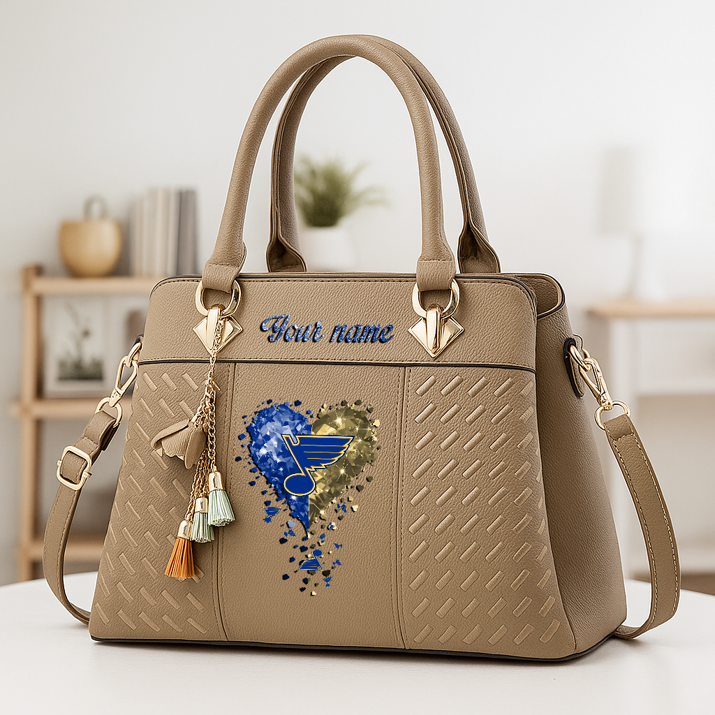 LIMITED EDITION - NEW CUSTOMIZED NHL14 SLB ST. LOUIS BLUES ZIP HANDBAG MULTICOLOR