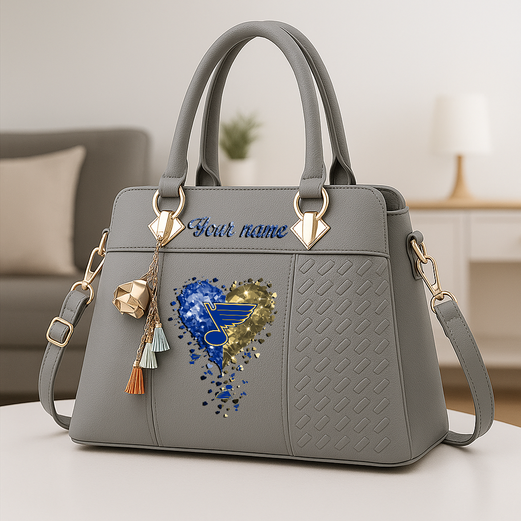 LIMITED EDITION - NEW CUSTOMIZED NHL14 SLB ST. LOUIS BLUES ZIP HANDBAG MULTICOLOR