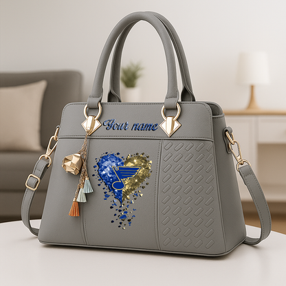 LIMITED EDITION - NEW CUSTOMIZED NHL14 SLB ST. LOUIS BLUES ZIP HANDBAG MULTICOLOR