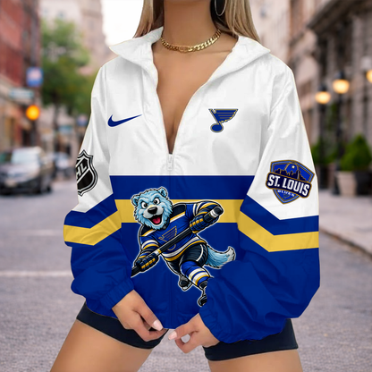 LIMITED EDITION - NEW CUSTOMIZED NHL14 SLB ST. LOUIS BLUES V-NECK ZIPPER SWEATSHIRT JACKET