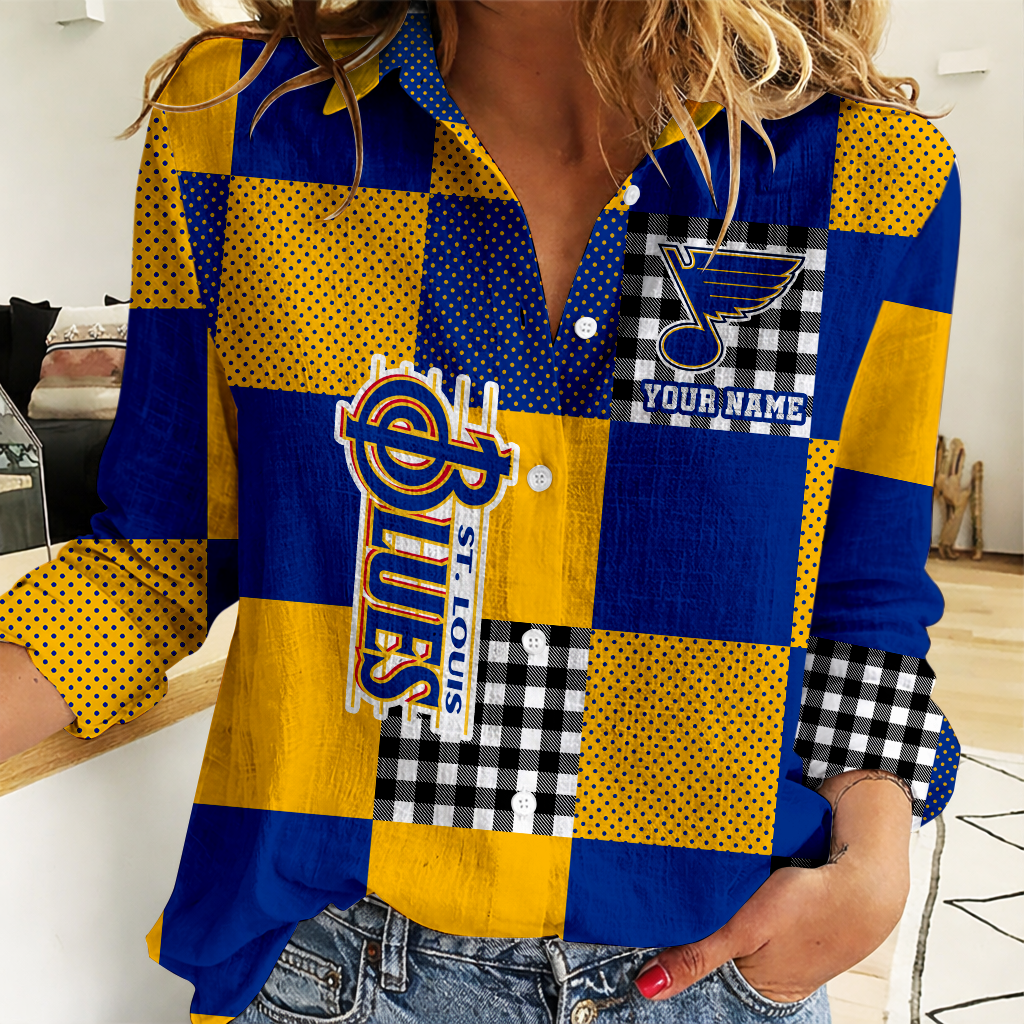 LIMITED EDITION - NEW CUSTOMIZED NHL14 SLB ST. LOUIS BLUES WOMEN CASUAL SHIRT FOR FAN