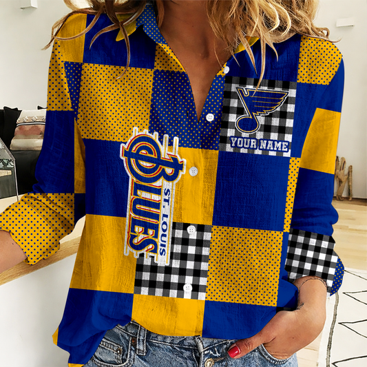 LIMITED EDITION - NEW CUSTOMIZED NHL14 SLB ST. LOUIS BLUES WOMEN CASUAL SHIRT FOR FAN