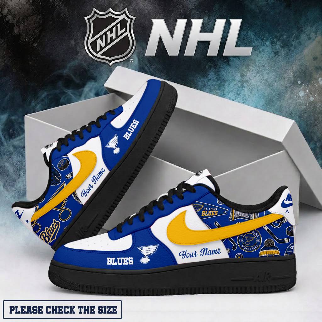 LIMITED EDITION - NEW CUSTOMIZED NHL14 SLB ST. LOUIS BLUES AF1 SHOES
