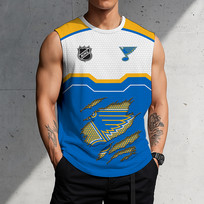 SPECIAL EDITION - NEW CUSTOMIZED NHL14 SLB ST. LOUIS BLUES MEN'S GYM SHIRT