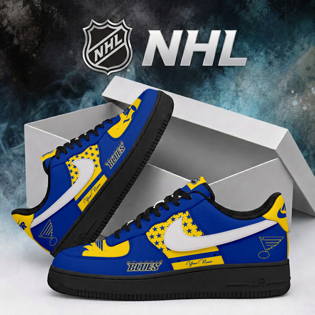 SPECIAL EDITION - NEW CUSTOMIZED NHL14 SLB ST. LOUIS BLUES AF1 SHOES