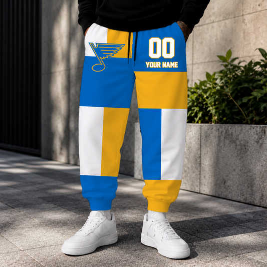 LIMITED EDITION - NEW CUSTOMIZED NHL14 SLB ST. LOUIS BLUES SWEATPANTS