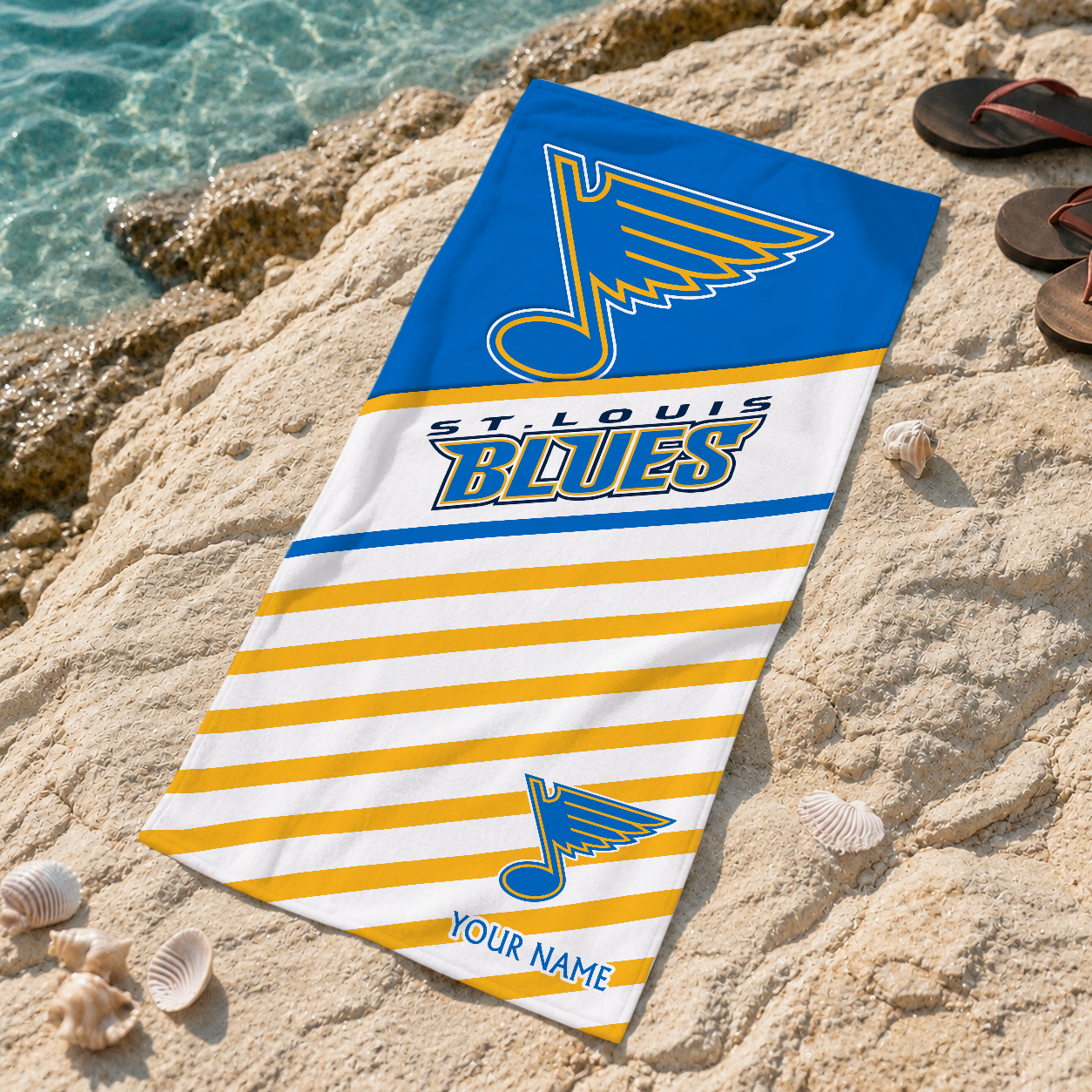 LIMITED EDITION - NEW CUSTOMIZED NHL14 SLB ST. LOUIS BLUES BEACH TOWEL