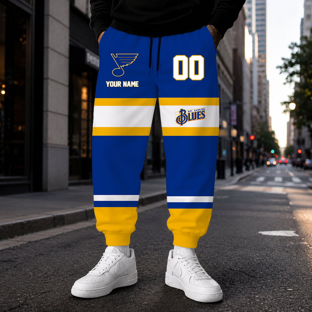 VIRAL EDITION - NEW CUSTOMIZED NHL14 SLB ST. LOUIS BLUES SWEATPANTS