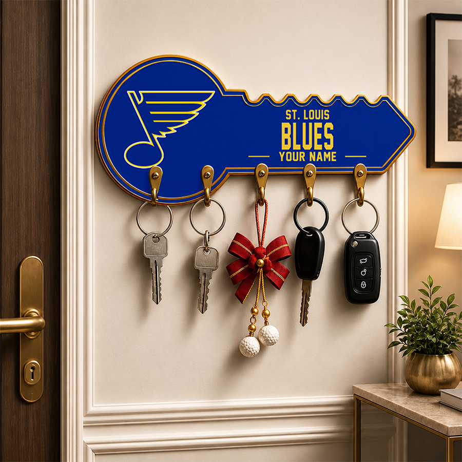 [SUPER SALE] NEW CUSTOMIZED NHL14 SLB ST. LOUIS BLUES WALL KEY HOLDER FOR HOME