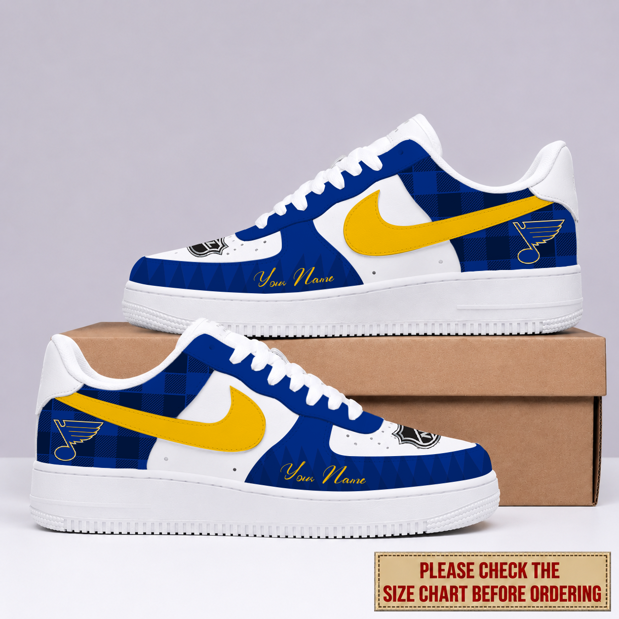 LIMITED EDITION - NEW CUSTOMIZED NHL14 SLB ST. LOUIS BLUES AF1 SHOES