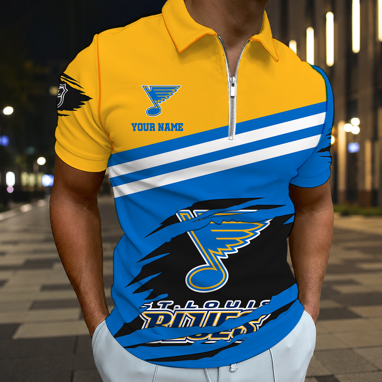 ELITE EDITION - NEW CUSTOMIZED NHL14 SLB ST. LOUIS BLUES T-SHIRT, POLO SHIRT, ZIP POLO SHIRT, SWEATSHIRT, HOODIE & ZIP HOODIE