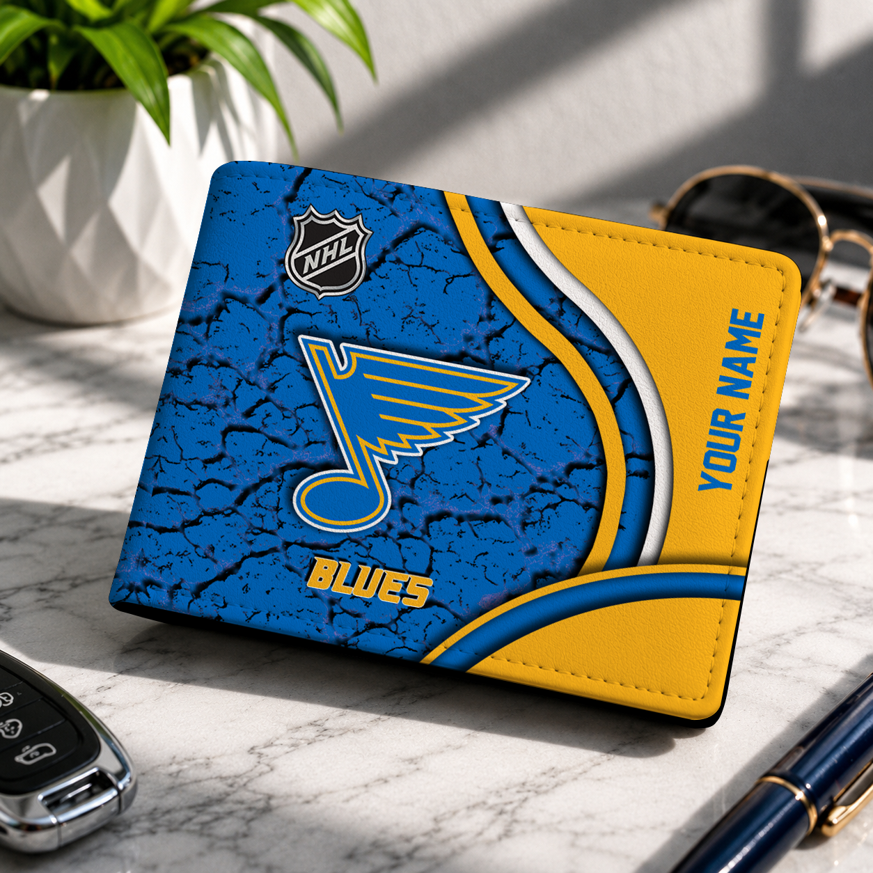 FINAL CLEARANCE - NEW CUSTOMIZED NHL14 SLB ST. LOUIS BLUES LEATHER WALLET