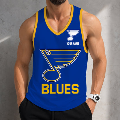 LIMITED EDITION - NEW CUSTOMIZED NHL14 SLB ST. LOUIS BLUES MEN'S TANK TOP