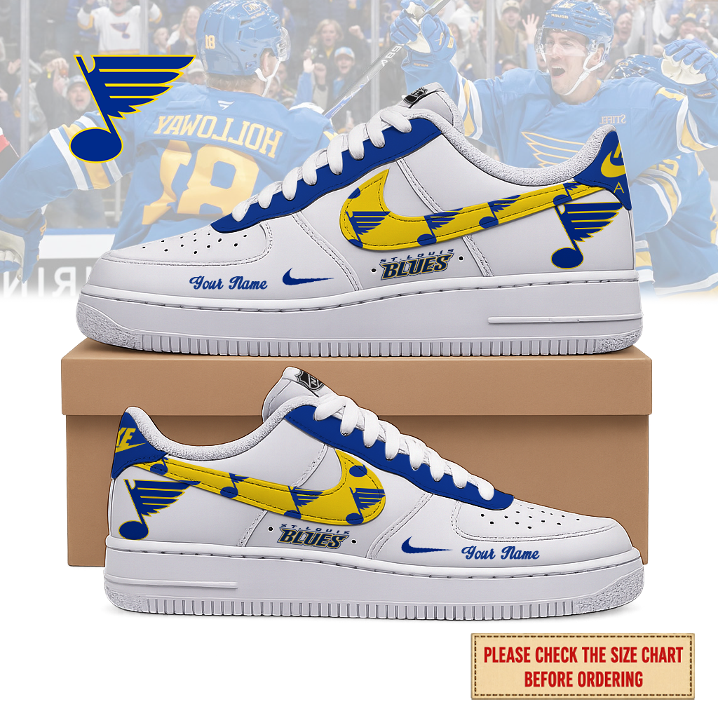 EXCLUSIVE EDITION - NEW CUSTOMIZED NHL14 SLB ST. LOUIS BLUES AF1 SHOES
