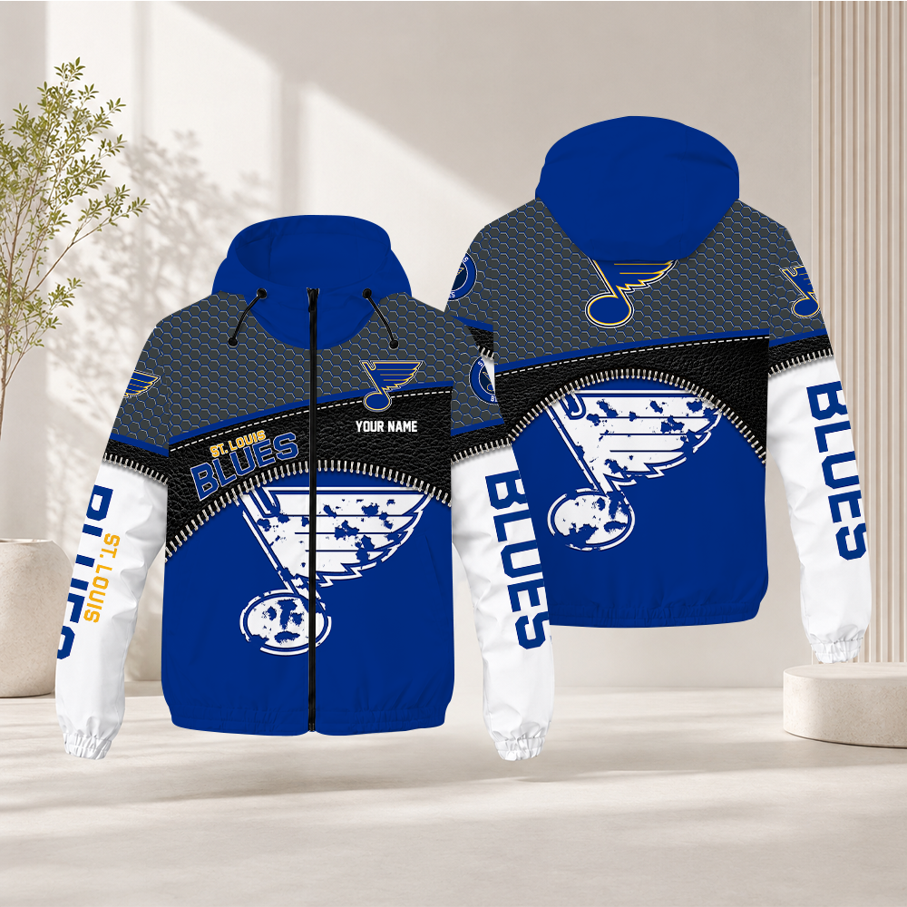 EXCLUSIVE EDITION - NEW CUSTOMIZED NHL14 SLB ST. LOUIS BLUES WINDBREAKER JACKET