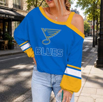 EXCLUSIVE EDITION - NEW CUSTOMIZED NHL14 SLB ST. LOUIS BLUES DROP SHOULDER SWEATSHIRT