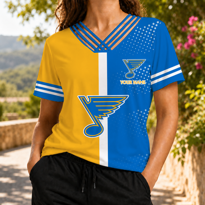 ELITE EDITION - NEW CUSTOMIZED NHL14 SLB ST. LOUIS BLUES V-NECK SHIRT