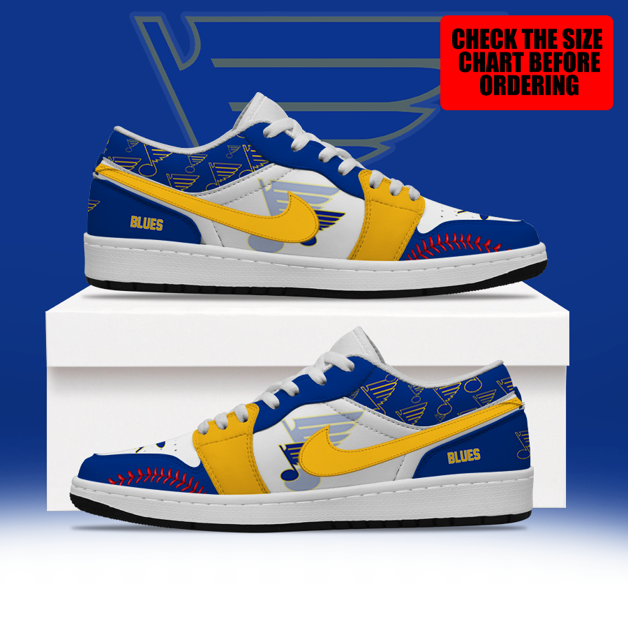 [SUPER SALE] NEW CUSTOMIZED NHL14 SLB ST. LOUIS BLUES AIR JORDAN LOW SHOES