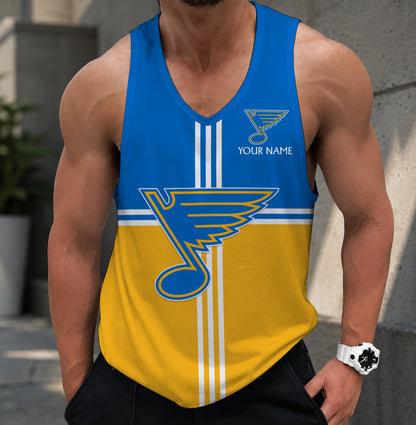 LIMITED EDITION - NEW CUSTOMIZED NHL14 SLB ST. LOUIS BLUES MEN'S TANK TOP