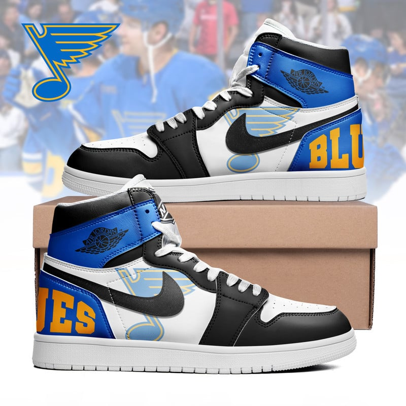 LIMITED EDITION - NEW CUSTOMIZED NHL14 SL BLUES AIR JORDAN SNEAKERS