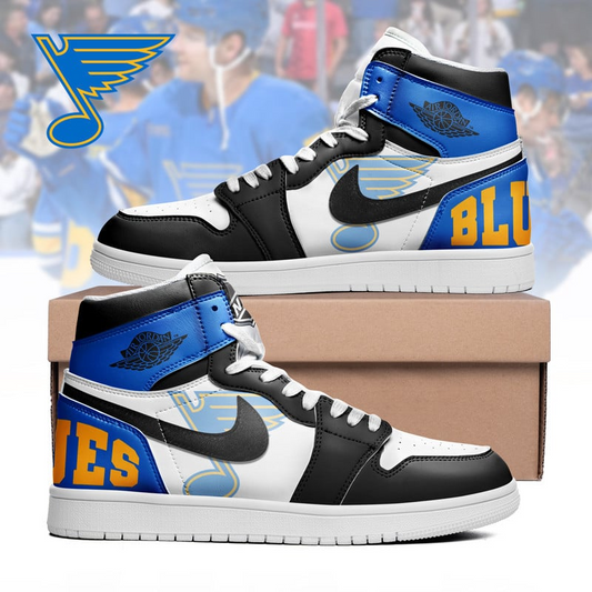 LIMITED EDITION - NEW CUSTOMIZED NHL14 SL BLUES AIR JORDAN SNEAKERS