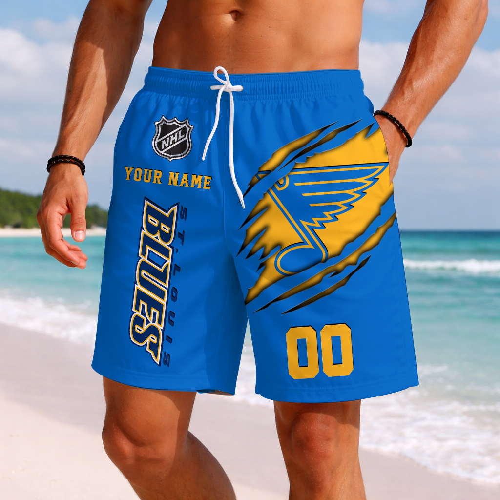 LIMITED EDITION - NEW CUSTOMIZED NHL14 SLB ST. LOUIS BLUES SHORT PANTS
