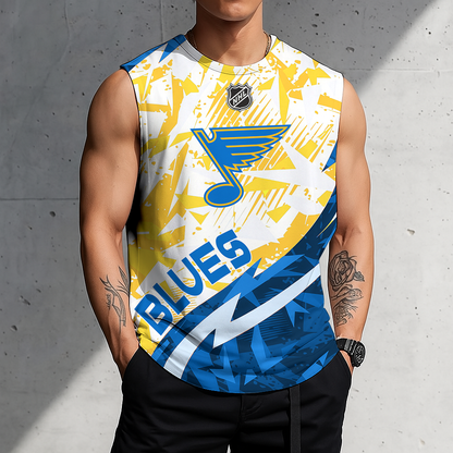 LIMITED EDITION - NEW CUSTOMIZED NHL14 SLB ST. LOUIS BLUES TANK TOP & GYM SHIRT