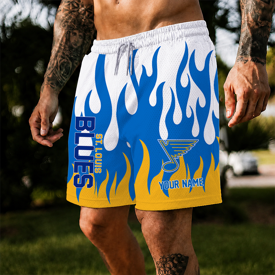 [SUPER SALE] NEW CUSTOMIZED NHL14 SLB ST. LOUIS BLUES SHORT PANTS