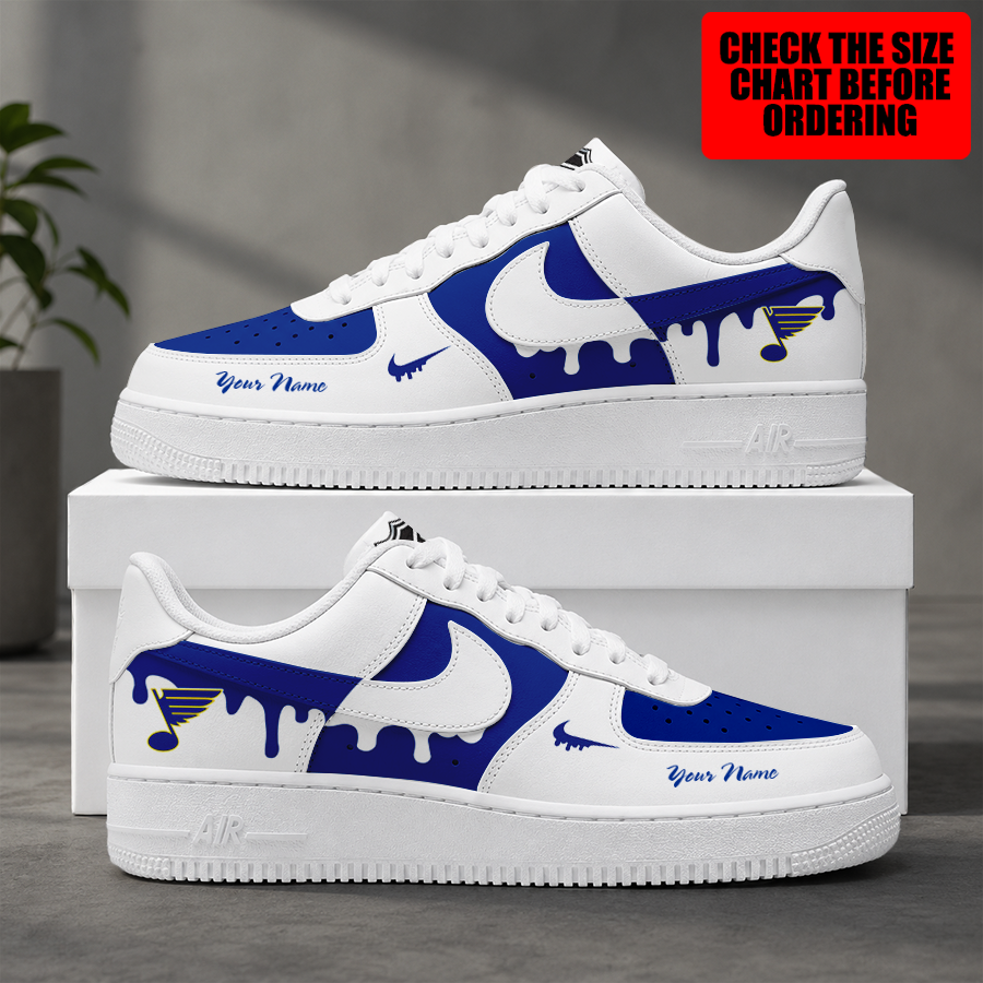 [SUPER SALE] NEW CUSTOMIZED NHL14 SLB ST. LOUIS BLUES AF1 SHOES