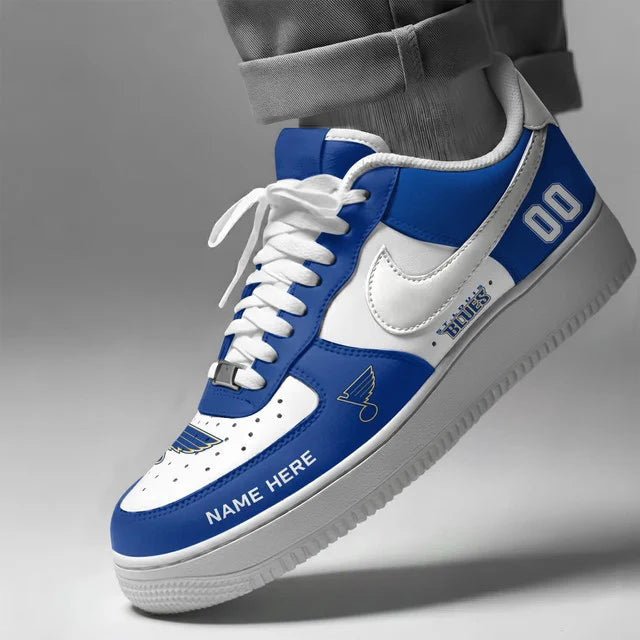 [SUPER SALE] NEW CUSTOMIZED NHL14 SLB ST. LOUIS BLUES AF1 SHOES
