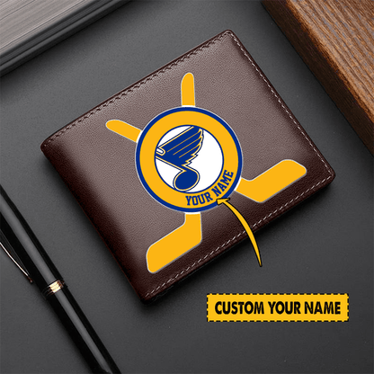 LIMITED EDITION - NEW CUSTOMIZED NHL14 SLB ST. LOUIS BLUES LEATHER WALLET