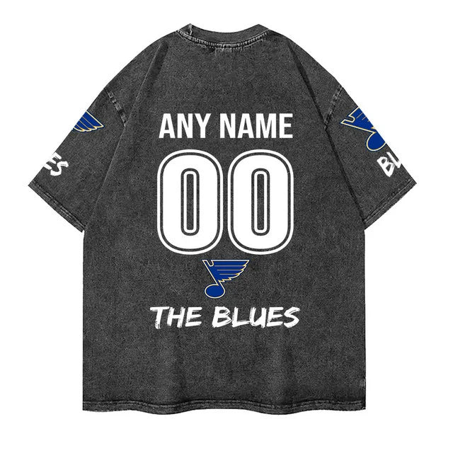 [SUPER SALE] NEW CUSTOMIZED NHL14 SLB ST. LOUIS BLUES MULTICOLOR WASHED TEE