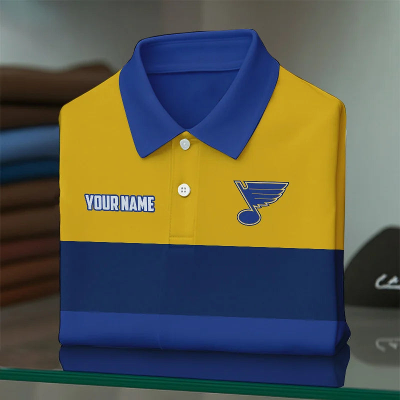 [SUPER SALE] NEW CUSTOMIZED NHL14 SLB ST. LOUIS BLUES POLO SHIRT