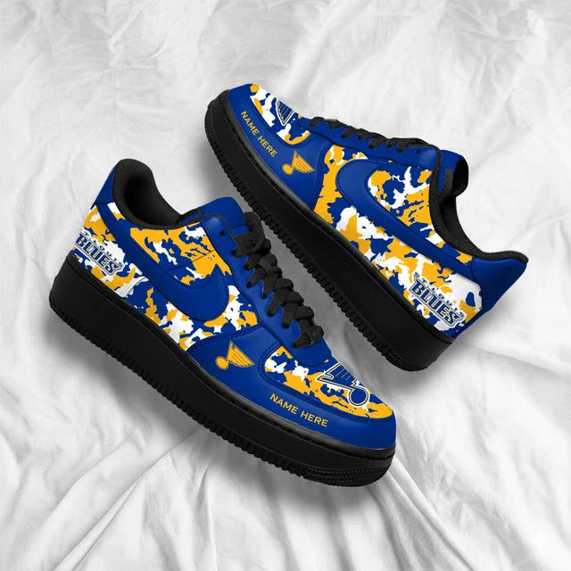 [SUPER SALE] NEW CUSTOMIZED NHL14 SLB ST. LOUIS BLUES AF1 SHOES